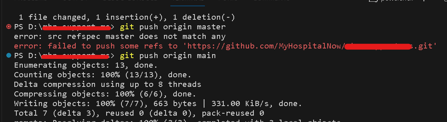 git push origin main error src refspec